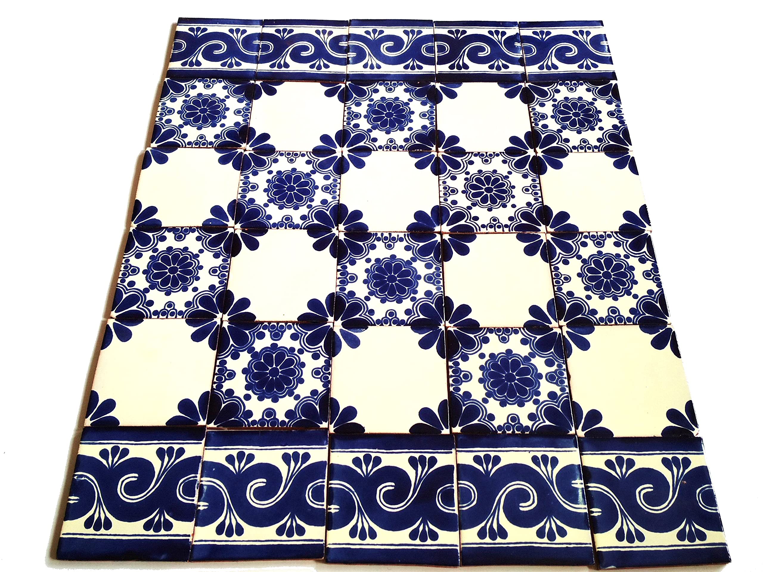 Verdicino - 120 Mexicaanse tegels 5 x 5 cm Talavera badkamer- en