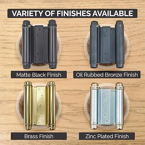 Vista 4 de Hinge Outlet Adjustable Double Action Spring Hinge, Saloon, Swinging or Cafe Door Hinges - Highly Rust-Resistant, Self-Closing, Dual-Swing