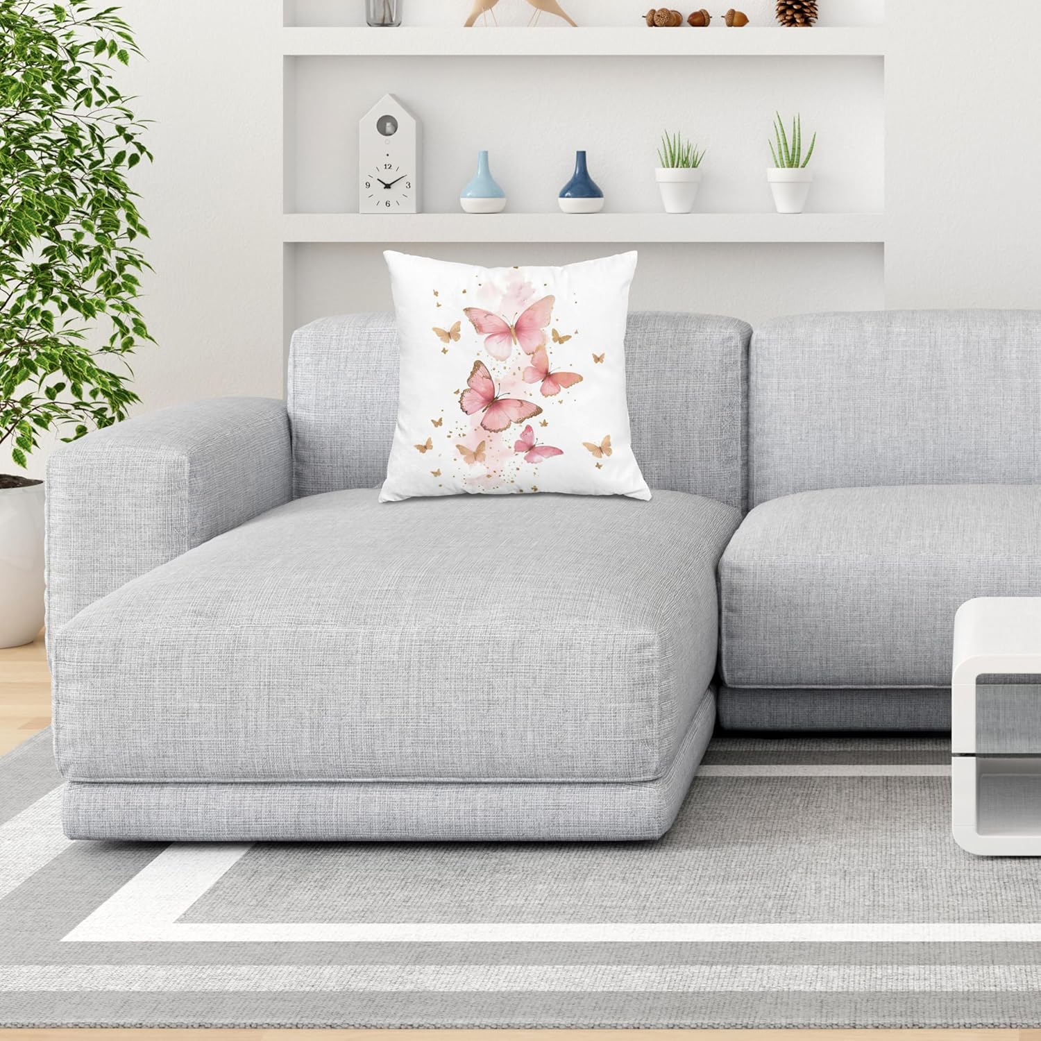 Pink and Gold Butterfly Pillow Covers 18x18, Butterfly Room Decor for Girls, Pastel Aesthetic Moth Decorative Throw Pillow Covers for Girls Bedroom Nursery Dorm Apartment Home - Image 3