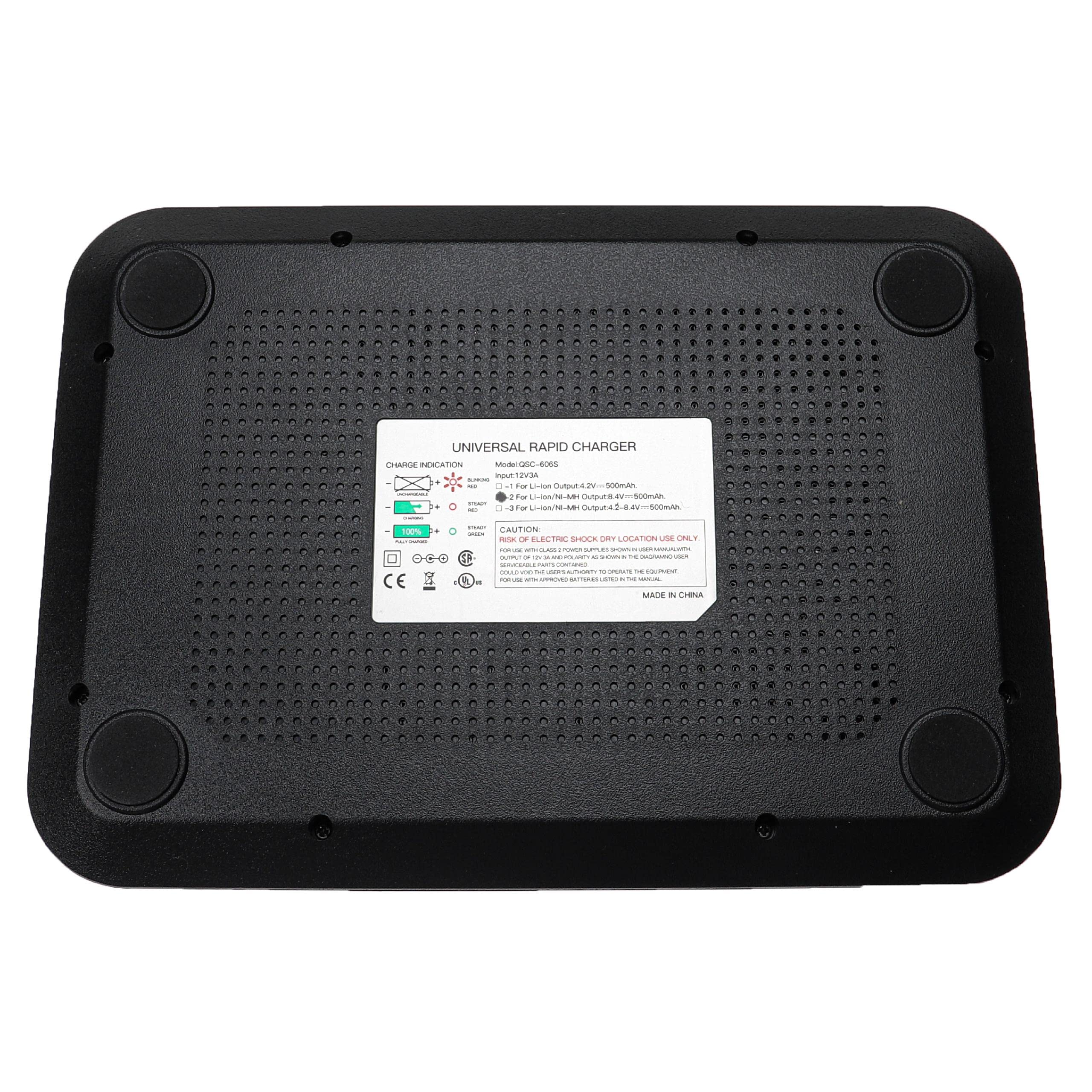 vhbw Cargador 6 Compartimentos Compatible con Boafeng BL-5 baterías de Radio - Estación de Carga + Fuente de alimentación, 8,4 V, 0,5 A