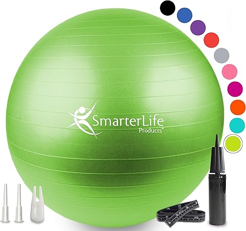 Miniatura 1 de SmarterLife - Pelota de goma inflada para fitness yoga equilibrio estabilidad pilates dar a luz y terapia o como silla de oficina y asiento flexible
