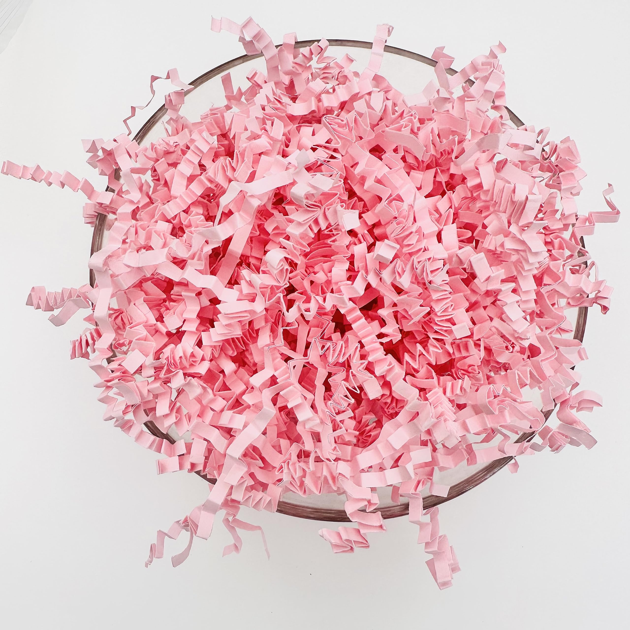 ShredAstic® SHREDDED PAPER ZIGZAG CRINKLE CUT / 3 metres curling ribbon Gift Packaging Baskets Hampers (500 grams, Pale Pink)