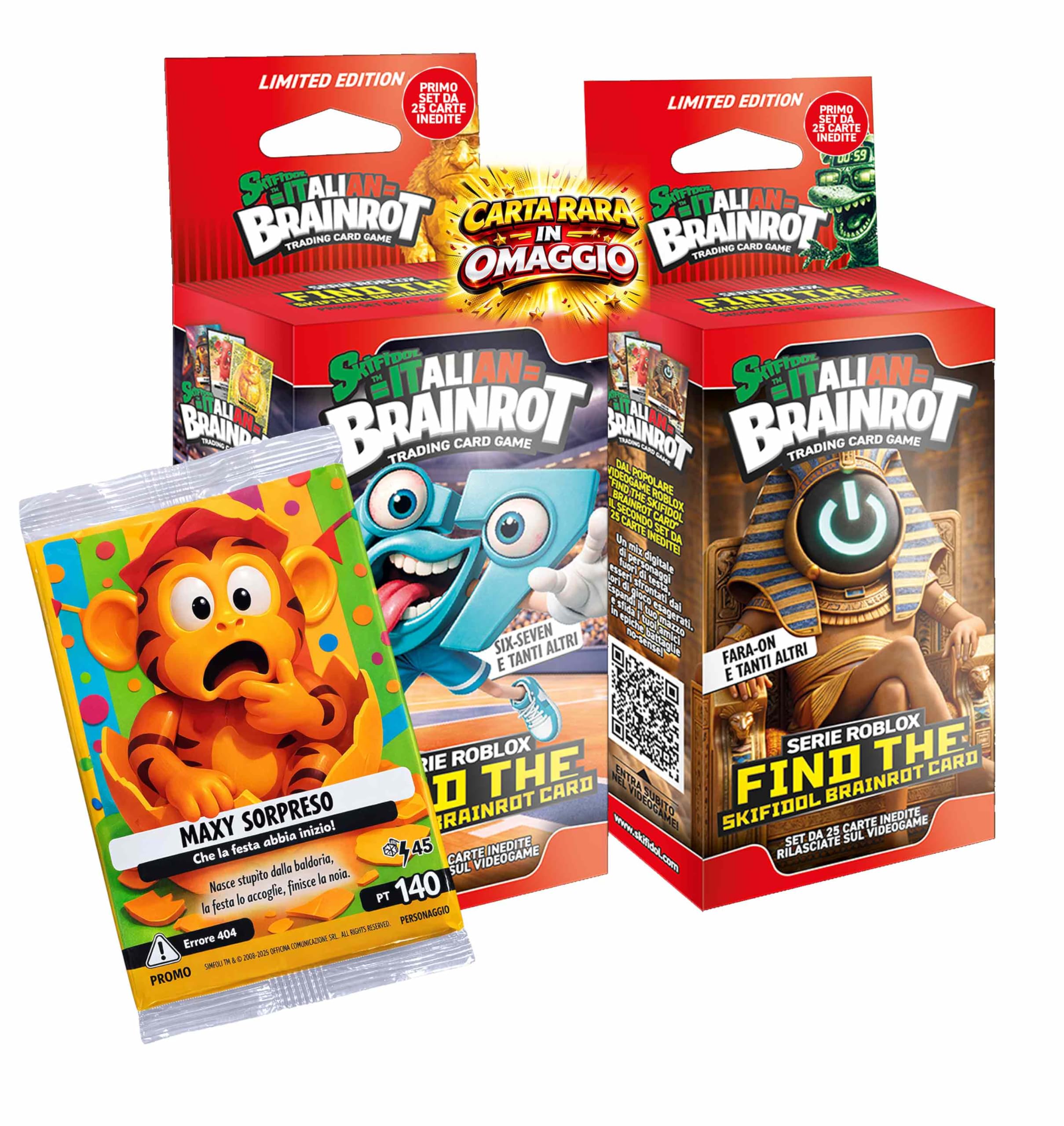 Skifidol Italian Brainrot Roblox Collezione Serie 1 + Serie 2 – 2 Deck da 50 Carte (100 Carte Totali) + Carta Promo Special “Maxi Sorpreso”