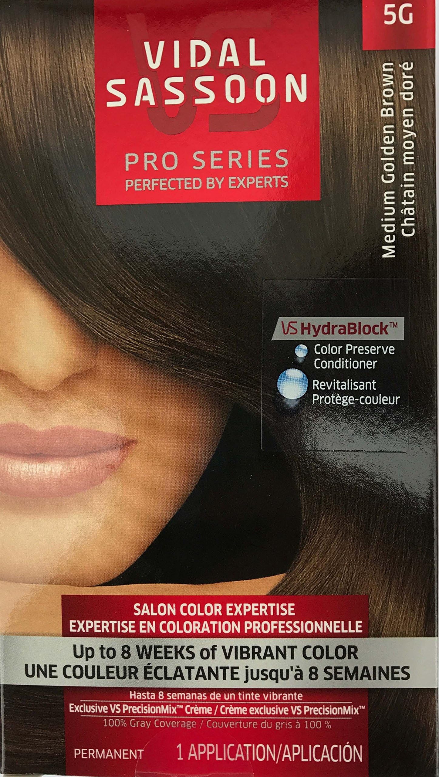 Vidal SassoonPro Series Hair Color, 5G Medium Golden Brown, 1 Kit (Pack of 3)