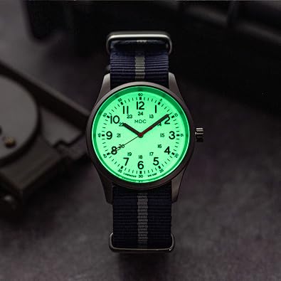 Infantry Mens Military Field Watch, Glow in the Dark Luminous, Nylon Band