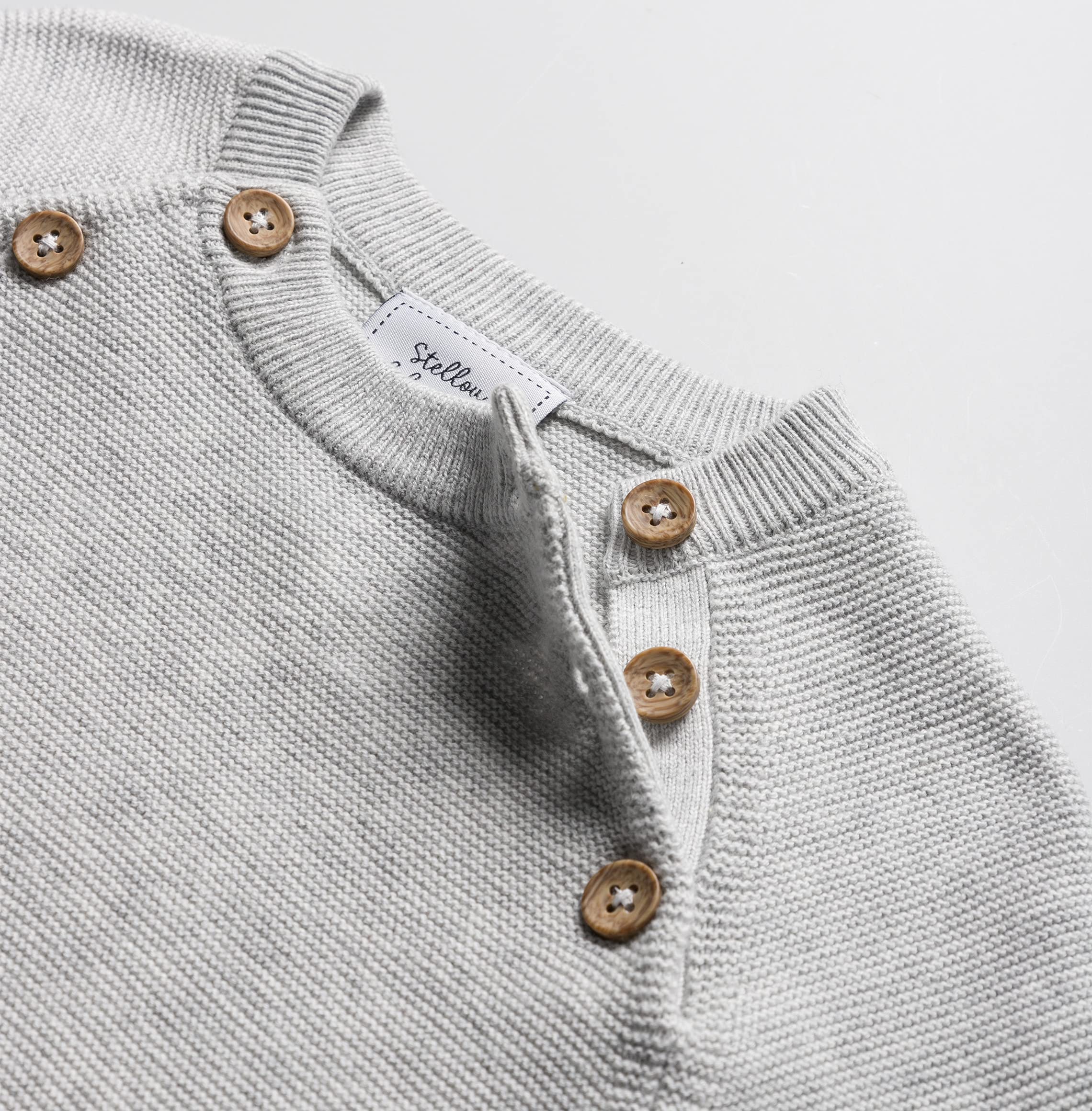 Stellou & friends baby knit set: sweater with pants (Grey Melange, 6-9 Months)