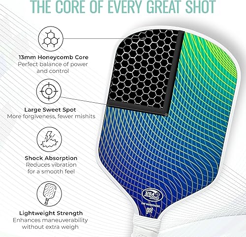 Miniatura 3 de Paleta de pickleball individual y juego  Palas ligeras aprobadas por USAPA, superficie de fibra de vidrio, núcleo de panal de abeja de 0.512 in,