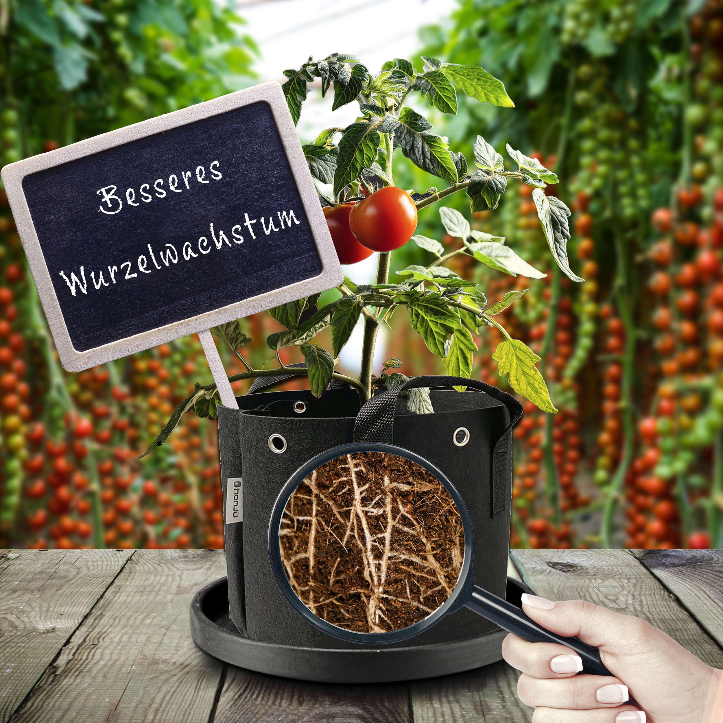Honju Growbag - Sacs De Plantation 11L Pour Tomates (Pack De 3) - Meilleure Croissance Racines & Drainage Optimal