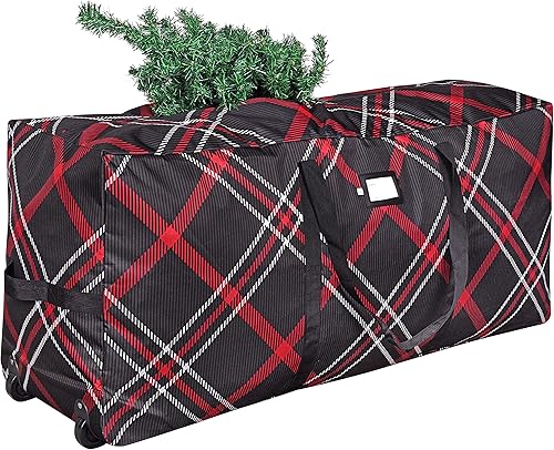 ProPik Bolsa de almacenamiento con ruedas para árbol de Navidad, se adapta a hasta 7.5 pies de alto, árbol de vacaciones desmontado, 22 x 16 x 50