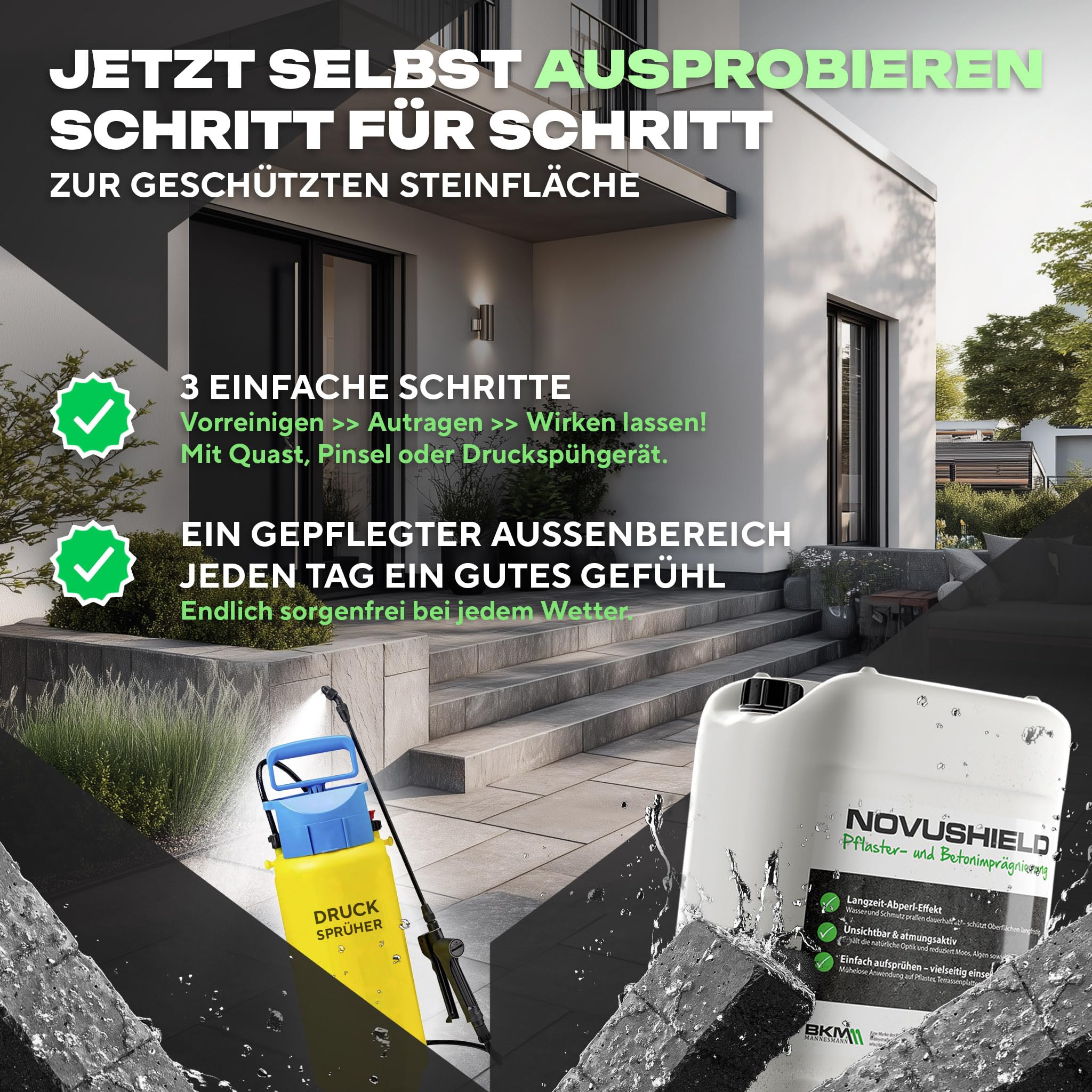 NovuShield Steinimprägnierung Pflaster Terrasse 5L 40m²