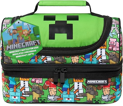 Minecraft Lonchera térmica para niños, lonchera enredadera para niños, suministros escolares, portador de alimentos, aperitivos, picnic, días de