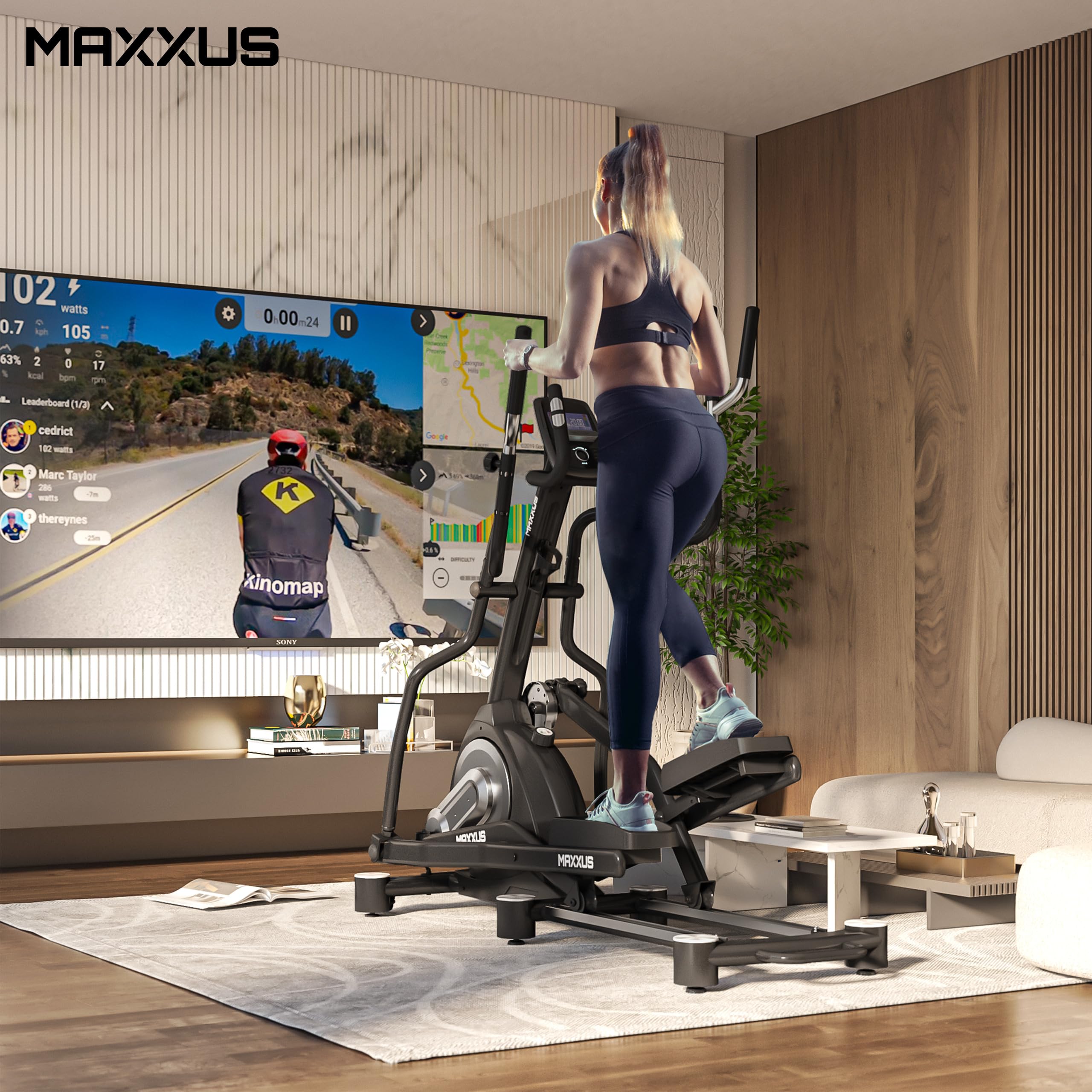 MAXXUS Crosstrainer für Zuhause – CX-Serie Ellipsentrainer mit 51–58 cm Schrittlänge, 24–29 kg Schwungmasse, App-Steuerung, 16 Widerstandsstufen & Magnetbremse