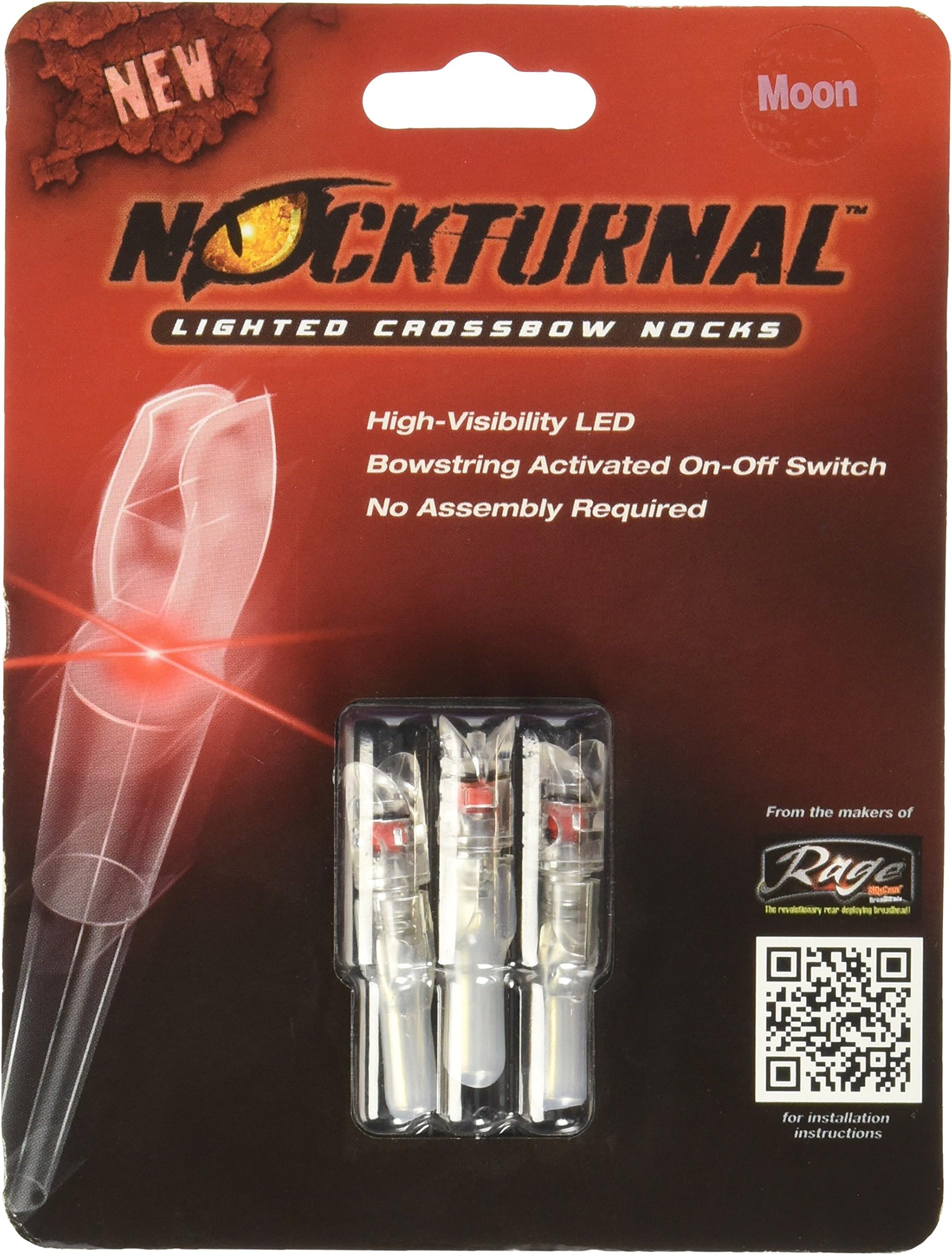 Nockturnal X-Bow/Half Lighted Nocks (Pack of 3), Moon Red