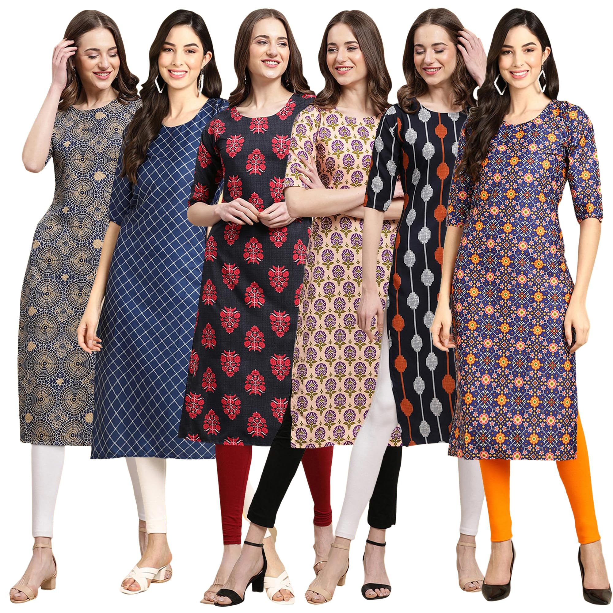 Pinkmint Women's Crepe Solid Regular Kurti (Ks01_Multicolor11