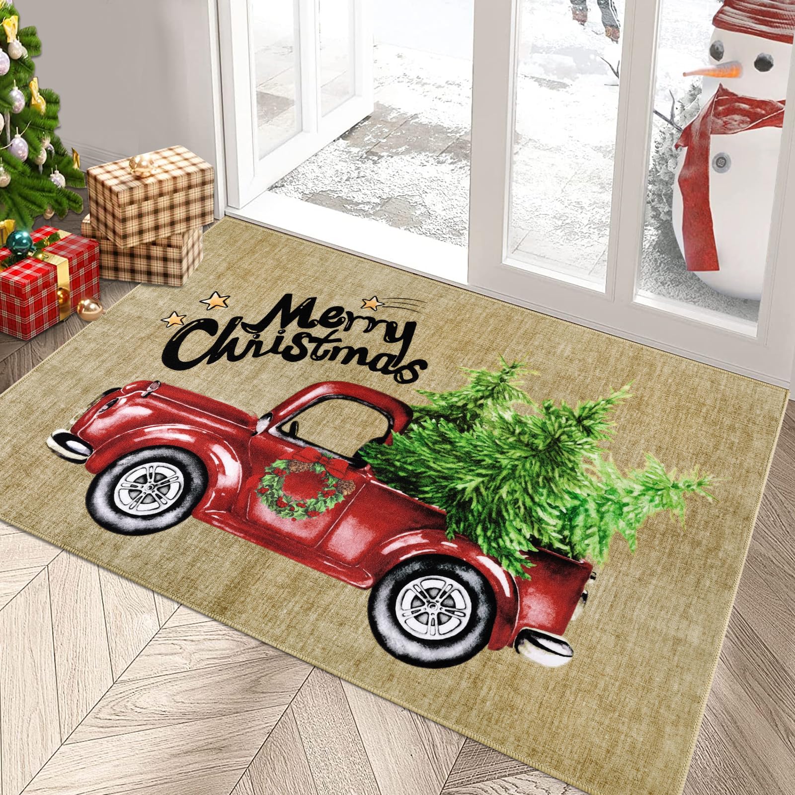 Enyhom Felpudo grande de Navidad 80 x 120 cm, antideslizante, lavable a máquina, felpudo para puerta, felpudo para entrada, puerta de casa y pasillo decoración