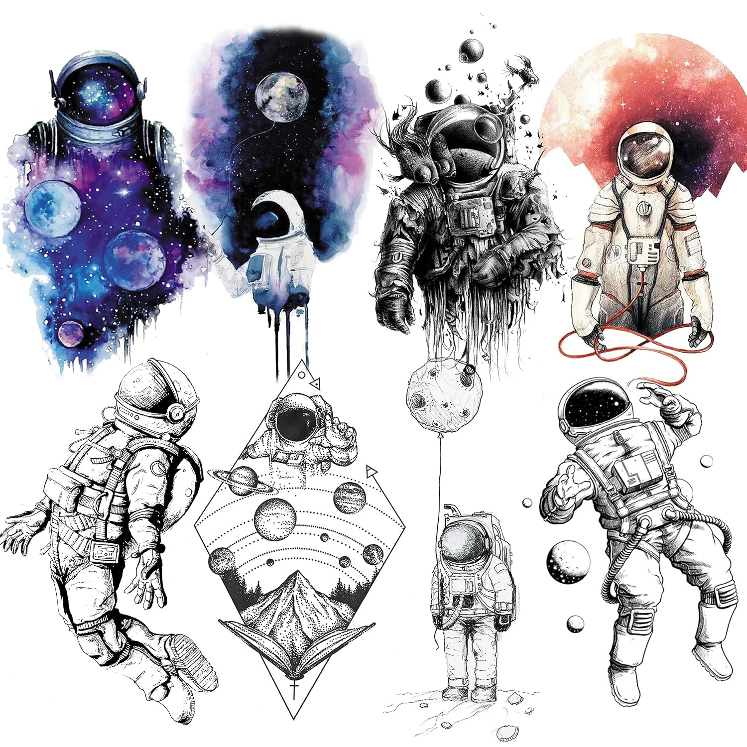 COKTAK 6 Sheets Space Tattoos