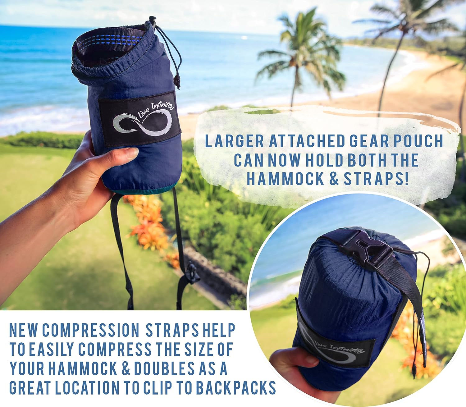 Double Outdoor Camping Hammock Set- Lightweight, Compact & Portable Two Person Parachute Nylon Hammock Set- 2-16 Loop Tree Straps - Holds 500LBS-Ideal for Travel, Hiking & Beach