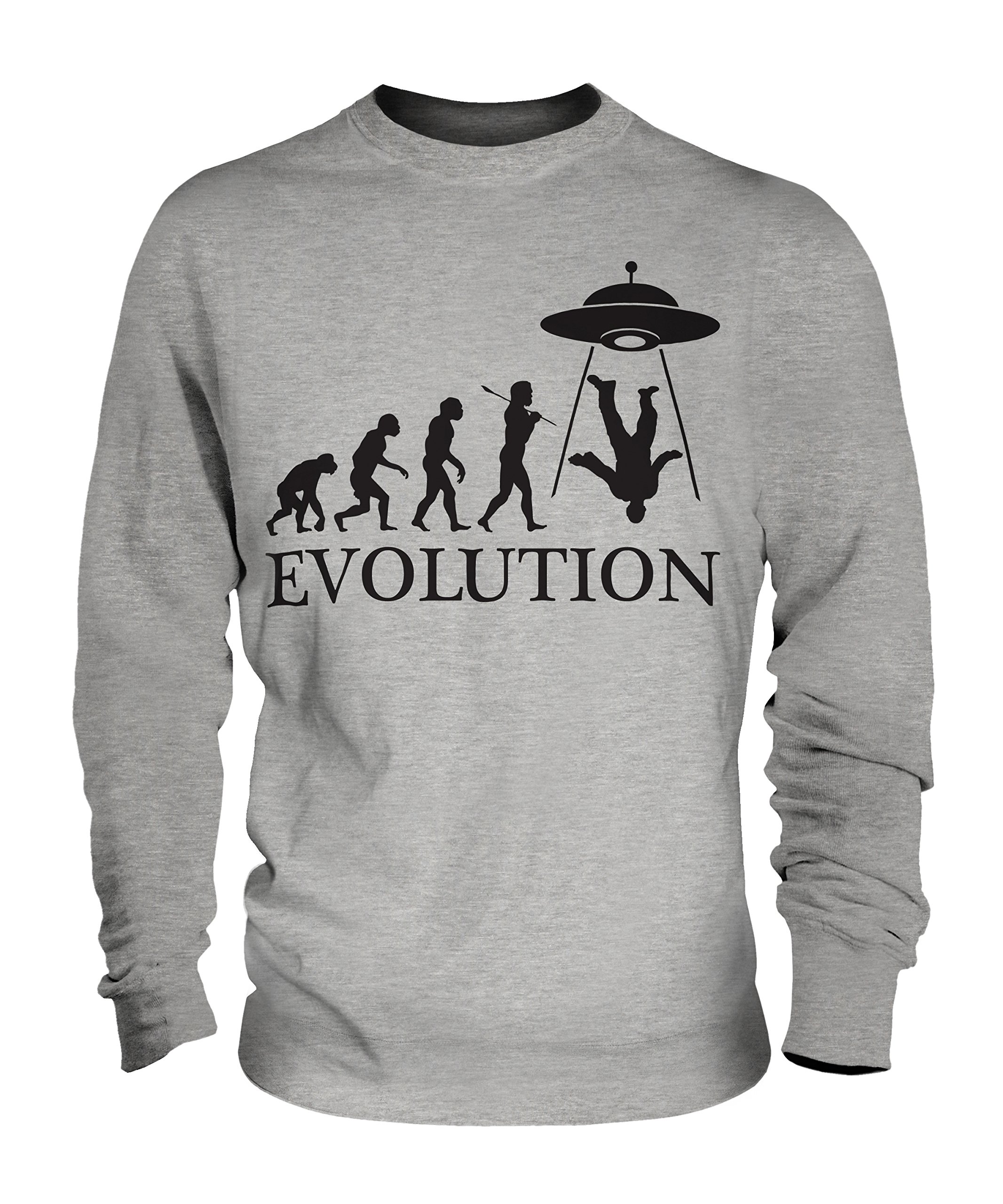 Candymix - UFO Invasion Evolution of Man - Bluza unisex Męski damski sweter sweter top, Szary melanżowy, 3XL