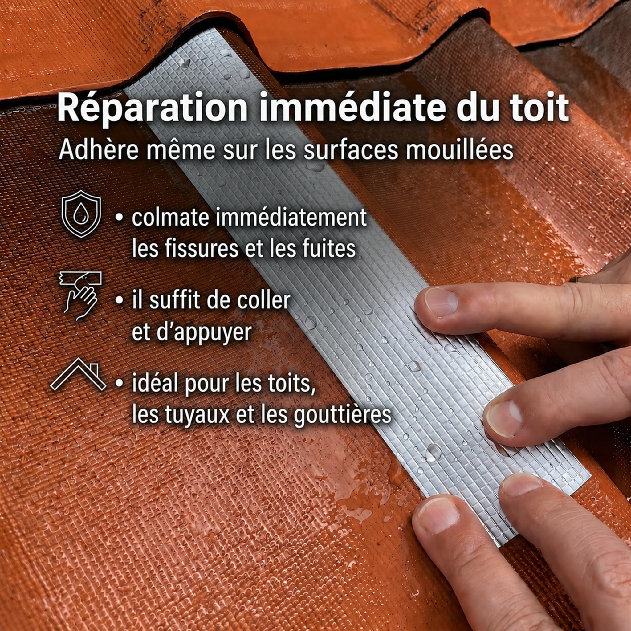 Ruban adhésif butyle étanche 2,5 cm x 5 m pour toitures, murs, fenêtres