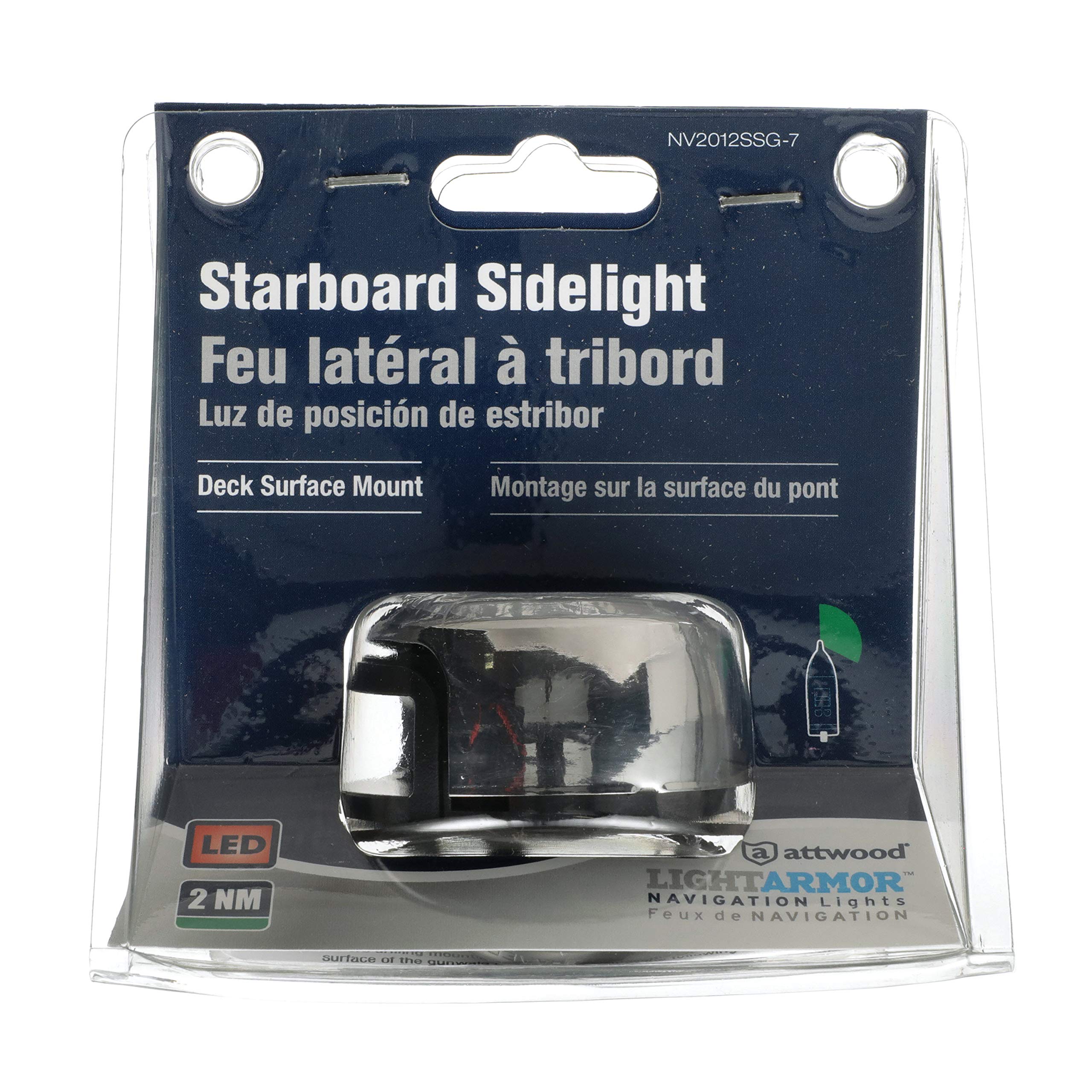 attwood Marine LightArmor Deck Mount Navigation Light – Starboard (verde) – 2NM