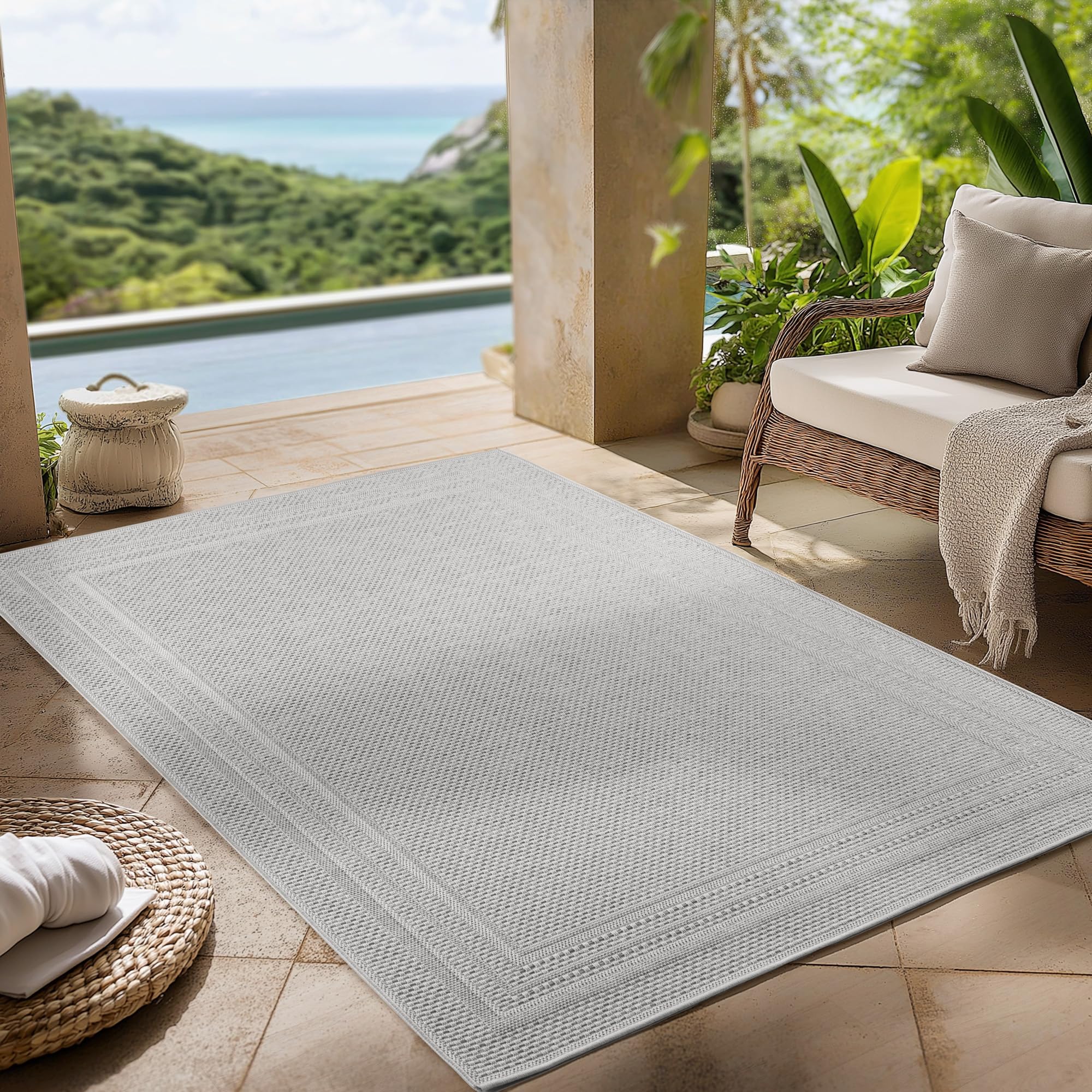 Carpettex Outdoor Teppich wetterfest Balkon, Terrasse, Garten Skandi Boho-Design
