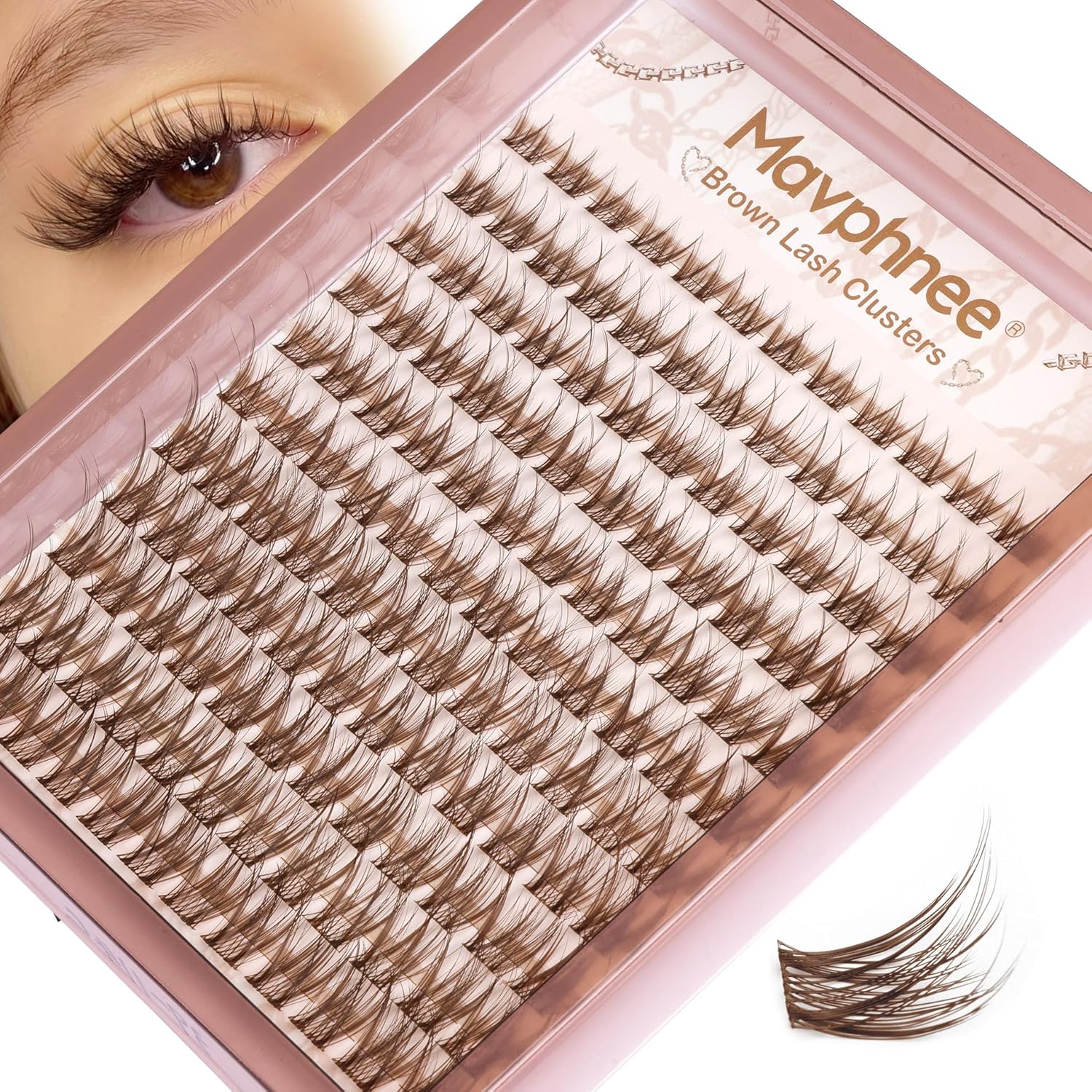 Mavphnee Brown Eyelash Clusters Wispy Lash Extension Cluster Natural Individual Lashes Dark Brown Cluster Eyelash Extensions Fairy Cluster Lashes Thin Band C-Curly DIY Lash Pack (132Pcs, 8-16MM) Mavphnee Brown Eyelash Clusters Wispy Lash Extension Cluster Natural Individual Lashes Dark Brown Cluster Eyelash Extensions Fairy Cluster Lashes Thin Band C-Curly DIY Lash Pack (132Pcs, 8-16MM)