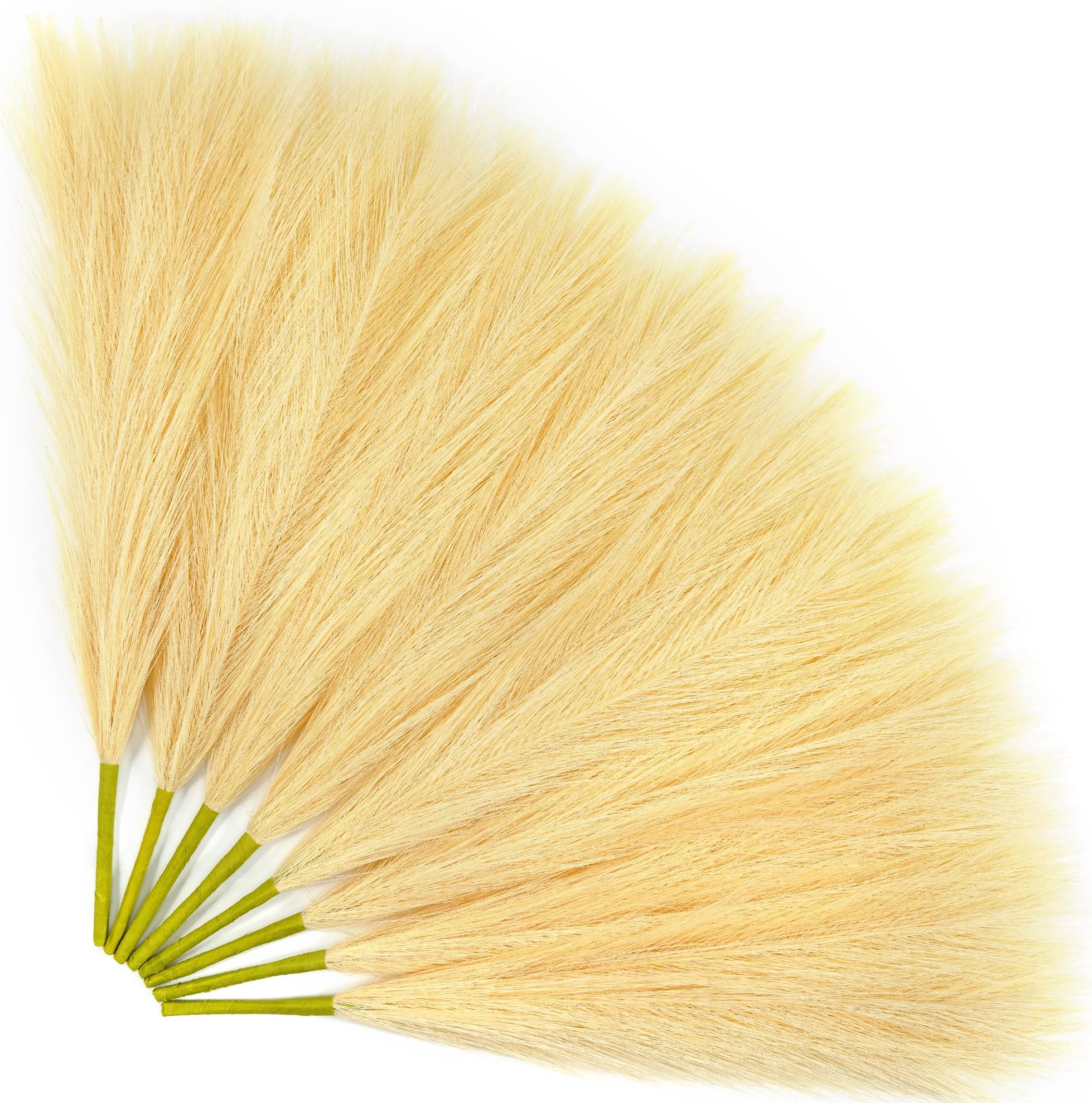 Faux Pampas Grass 8 PCS 17" Small Boho Home Decor Fake Pompas Floral Branches Fluffy Artificial Pompous Grass for Floor Vase Filler Christmas Tree Wedding Bedroom Table Decoration
