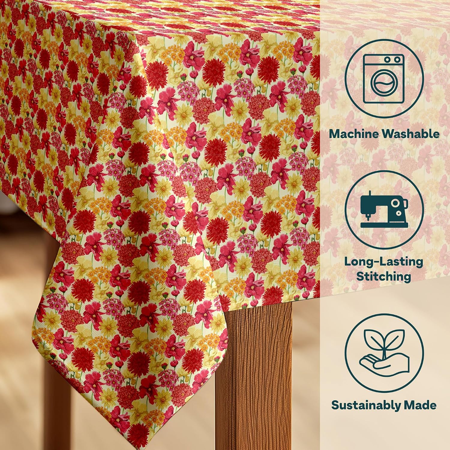 Winslow & Brody Spring Tablecloth | Made in America Linen Table Cloths | Scratch, Stain & Wrinkle Resistant | Floral Tablecloth Kitchen Decor | Floral 233-60" x 102" Rectangular