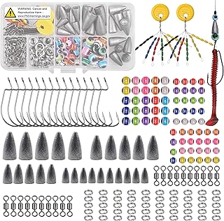 SILANON Texas Rig Carolina Fishing Rig Kit,80/182pcs Bass Fishing Tackle Set Included Worm Sinkers Weights Barrel Swivel Fishing Beads Split Ring Offset Worm Hooks