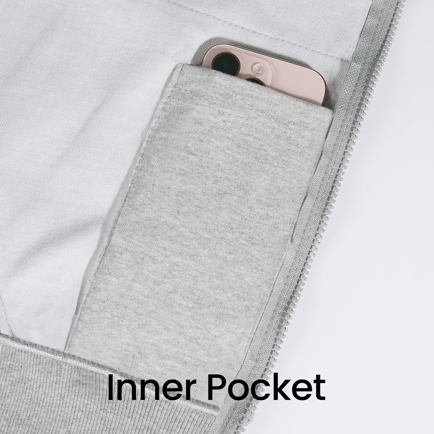 Ohoo Mens Oversized Full Zip Up Hoodie Lightweight Soft Cotton Fabric Comfy Hooded Sweatshirt Jacket with Kangaroo Pocket