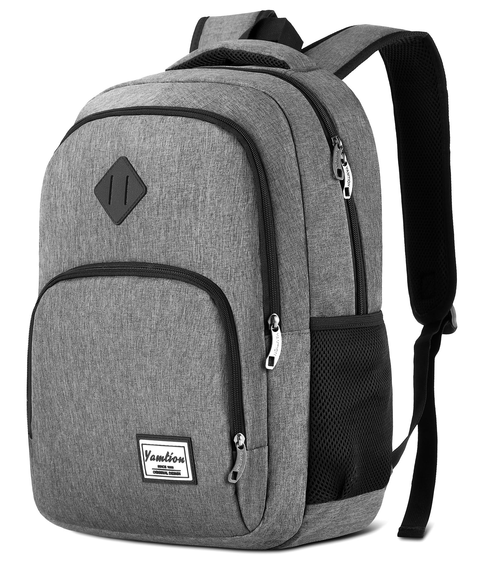 YAMTION - Zaino per uomo e donna, zaino per la scuola, per adolescenti, per laptop da 15,6 pollici (39,5 cm), zaino per computer portatile, con porta di ricarica USB, per lavoro, studio, viaggi