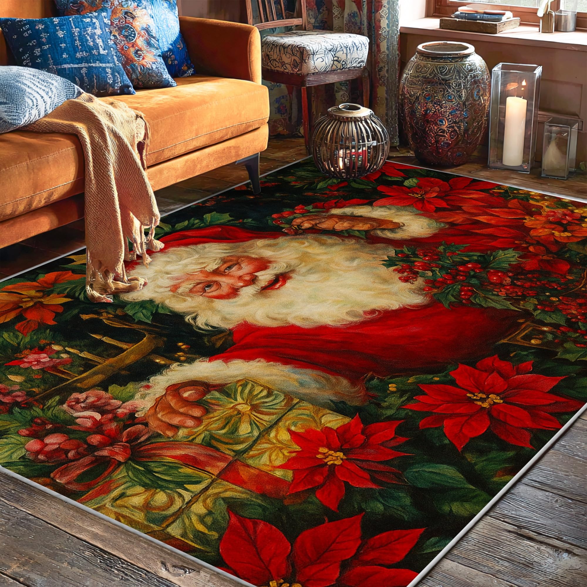 Tapis de Père Noël festive pour créer un salon chaleureux
