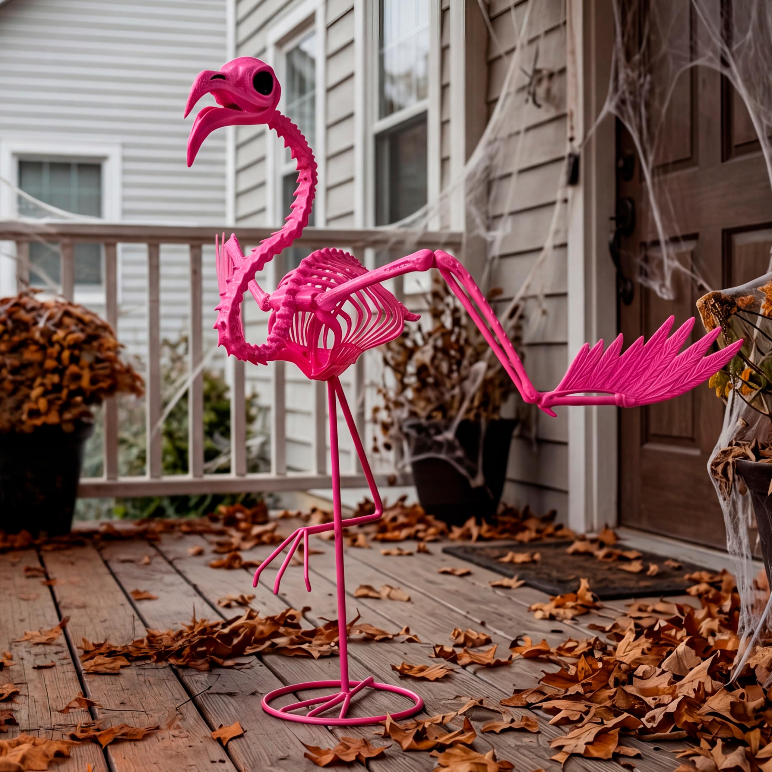 JOYIN Scheletro di fenicottero, decorazioni per Halloween, altezza 70 cm, spettrale scheletro con giunti mobili, per Halloween, interni, esterni, cortile, giardino, prato, patio, decorazione (rosa)
