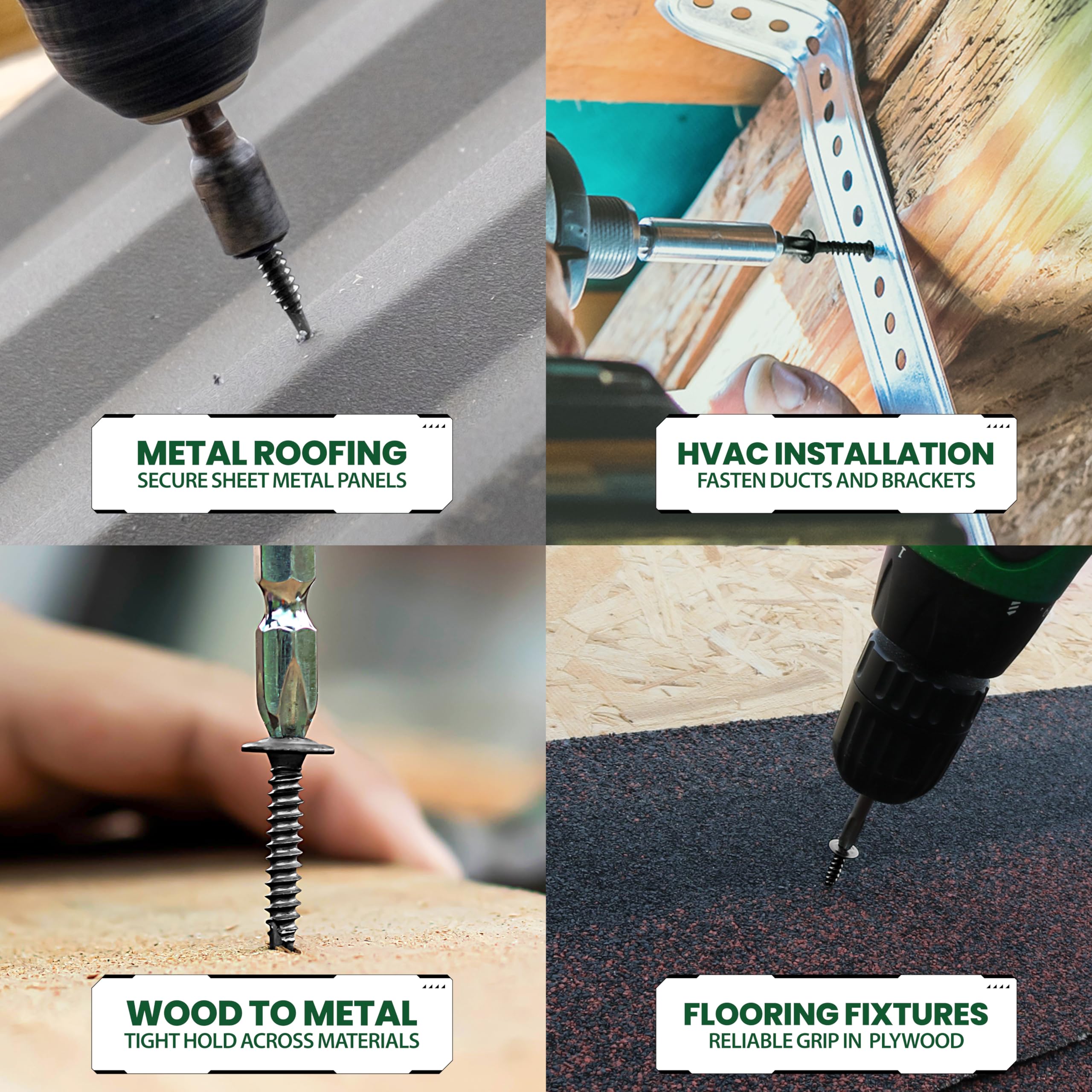 Tornillos autoperforantes para metal, madera y plástico, juego de 450 tornillos TEK autorroscantes de acero inoxidable, varios tamaños #8 (1/5.1 cm, 5/20.3 cm, 3/10.2 cm, 2.5 cm, 1-1/10.2 cm) #10 (1