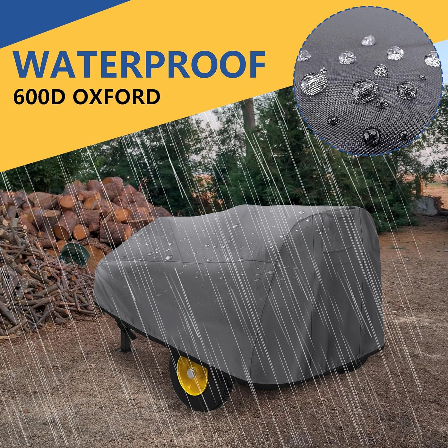 Log Splitter Cover, Heavy Duty Waterproof Tear-Resistant Oxford Cloth Wood Splitter Cover for 15-45tons with Log Splitter Wheel Covers (83"L X 45"W X 39"H)