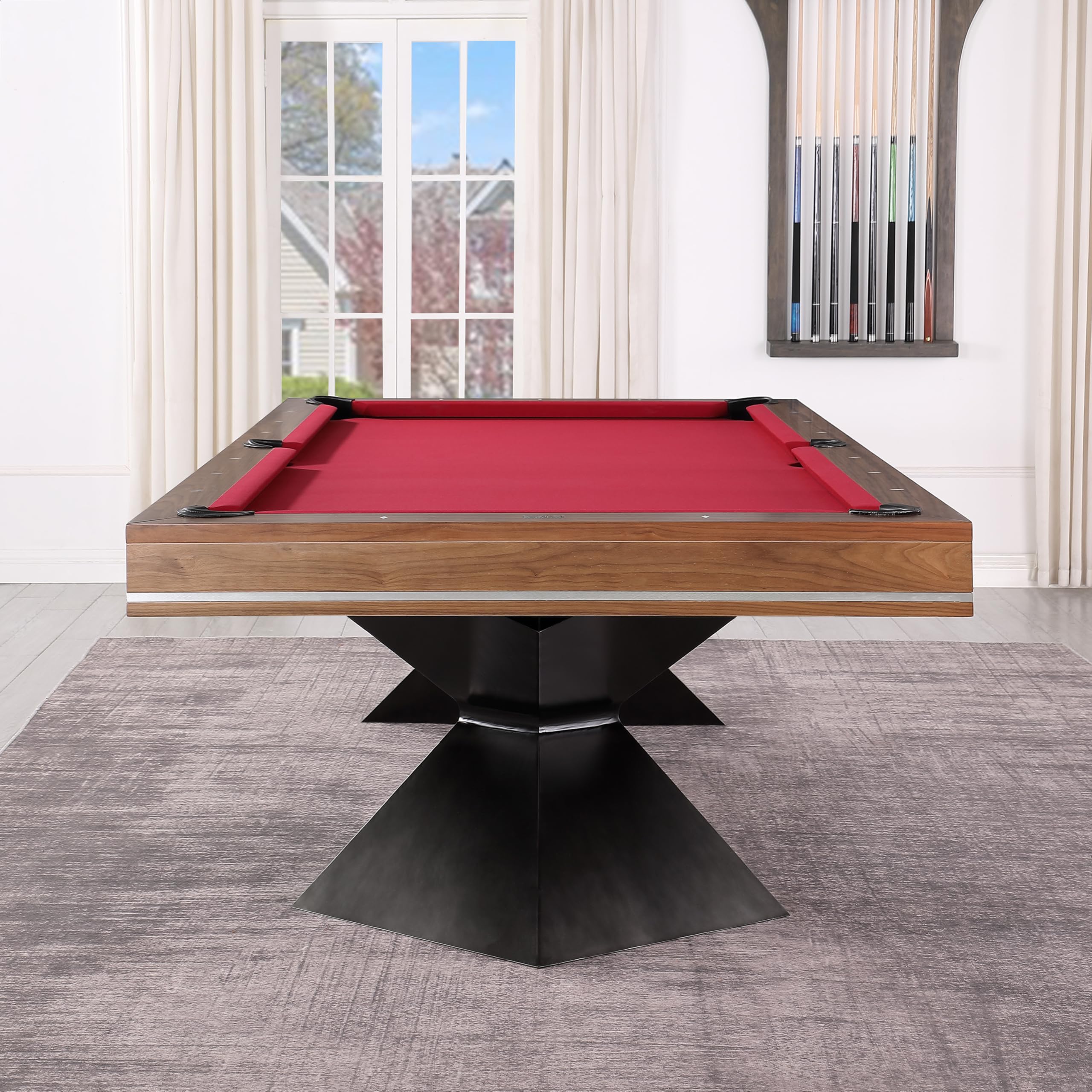 Playcraft Valencia 8’ Slate Pool Table – Modern Billiard Tables with Solid Hardwood & 3pc Slate System - Perfect for Game Room, Office or Dens - 25 Cloth Colors