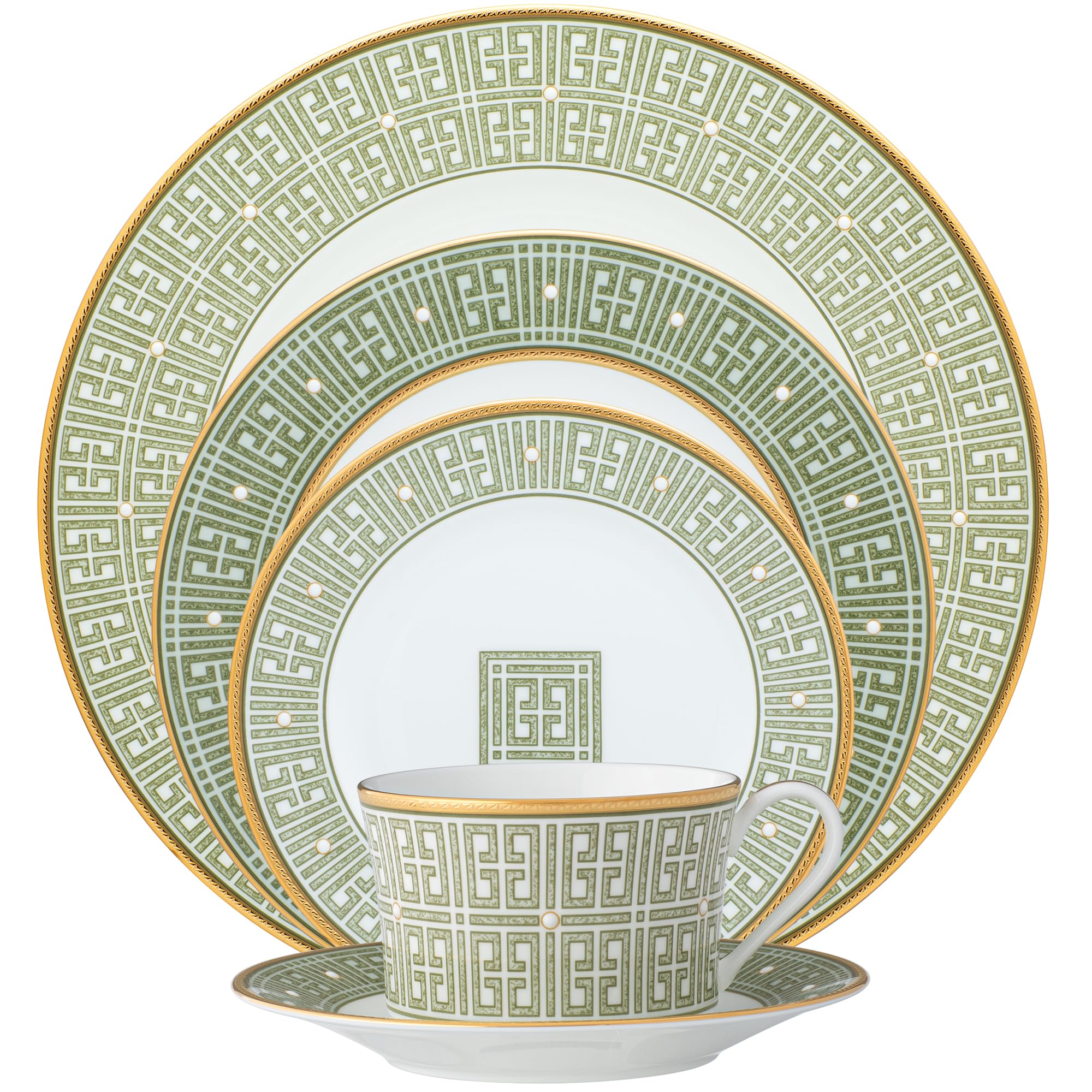Amazon.com | Noritake Infinity Green Gold 5-Piece Place Setting