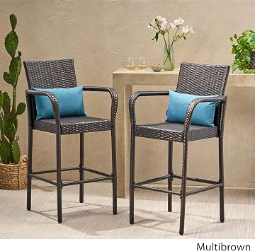 Christopher Knight Home Stewart Outdoor Bar Stool, Set of 2, Brown