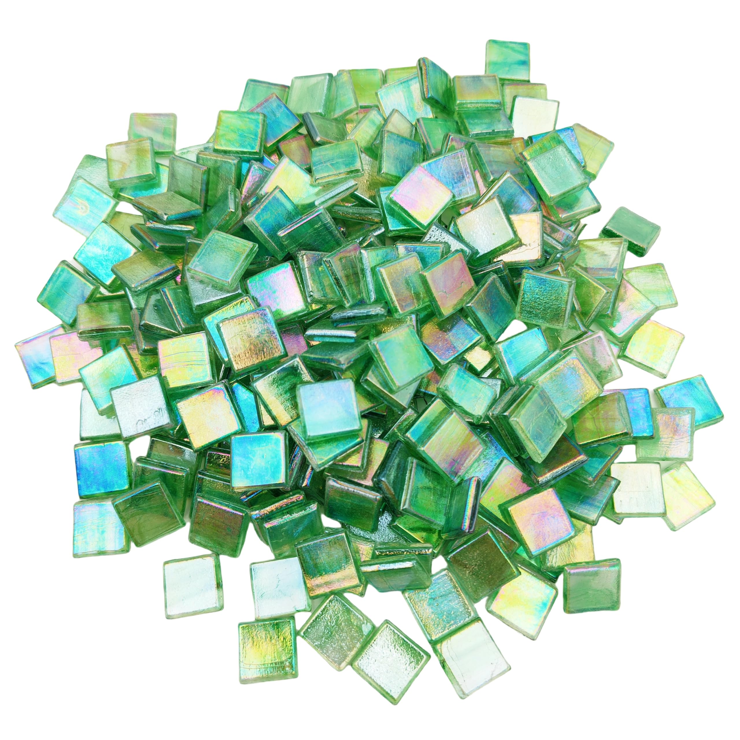500g Ice Jade Mosaic Tiles, 1.5CM Square Glass Mosaic Pieces for Art Crafts,250PCS Easy Cut Painting Glass Tiles Puzzle Material Cut Handmade (Iridescent Mint Green)