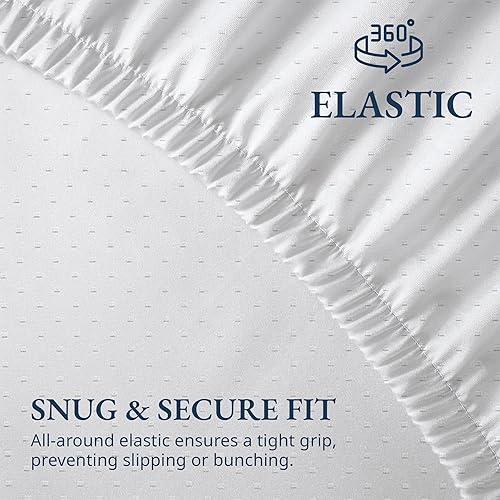 Miniatura 4 de Lane Linen Sábana bajera ajustable 100% algodón egipcio tamaño King (79 x 81 + 16 pulgadas), elegante tejido satinado, ultrasuave, transpirable,