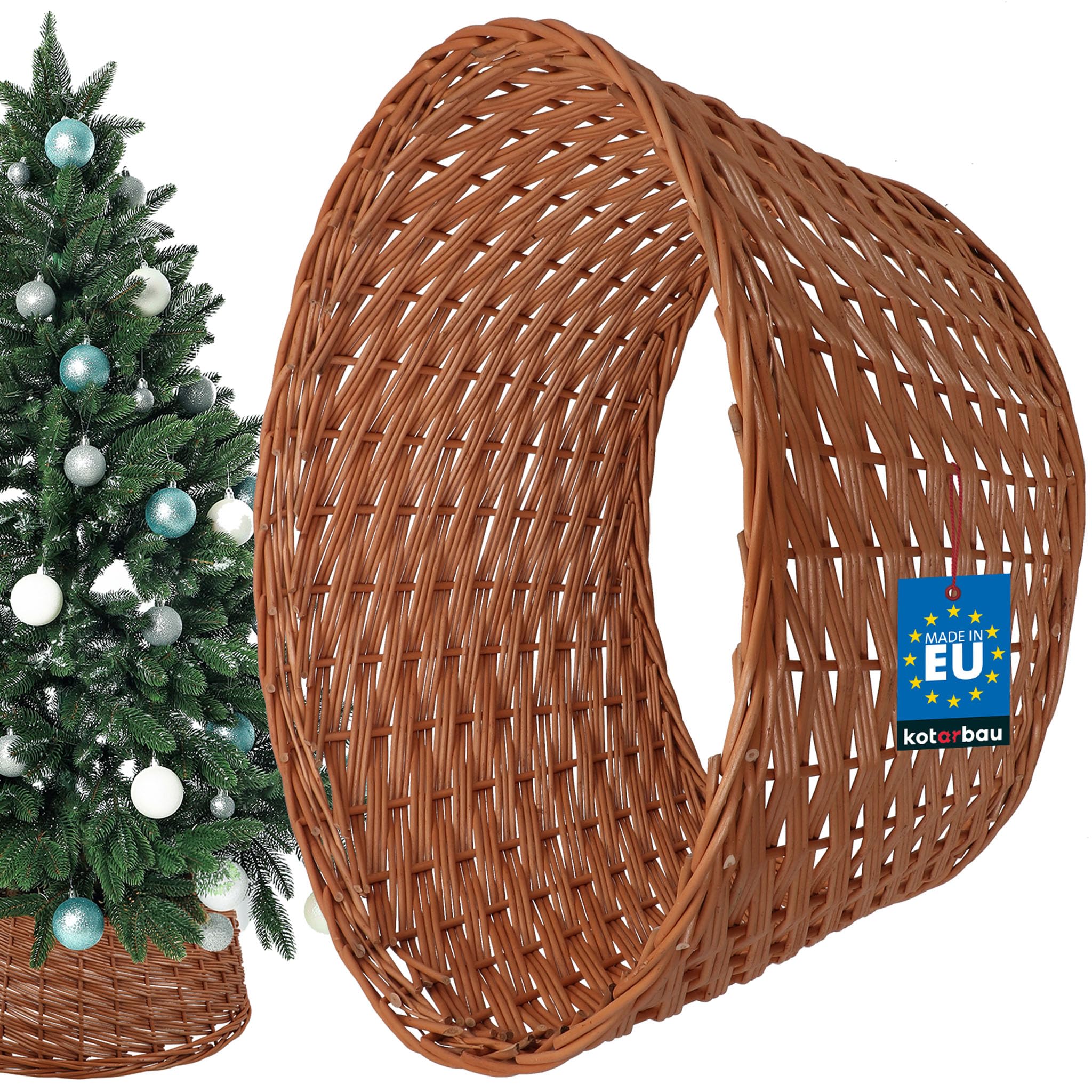 KOTARBAU® Copertura per Albero di Natale Ø 60 cm Naturale Supporto in Rattan Cesto Copri Base