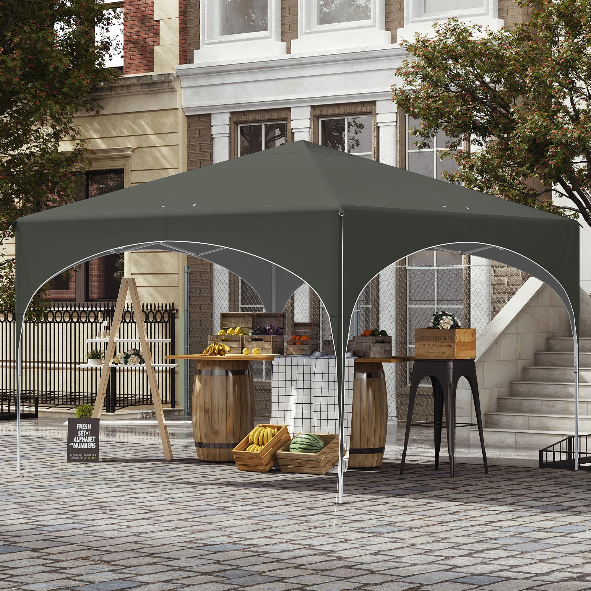 Laneetal Pop-Up Faltpavillon wasserfest Winterfest, Pavillon 3x3 m faltbar, Grillpavillon stabil, Gartenpavillon mit Seitenwänden Fenstern Tasche, für Camping Strand Garten, Grau
