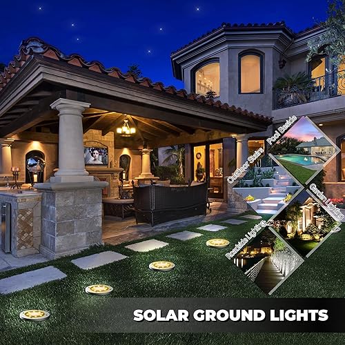 Miniatura 9 de DUUDO Paquete de 12 luces solares para exteriores, luces solares de jardín, impermeables, luces exteriores brillantes en el suelo, iluminación de