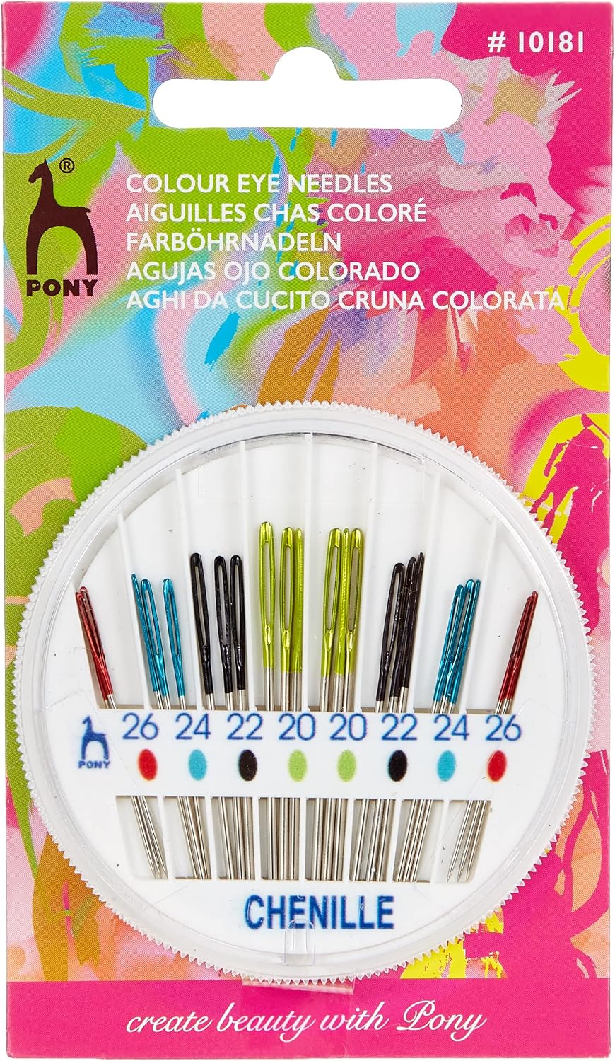 Pony Eye Hand Sewing Needle Compact: Chenille, Multi-Colour