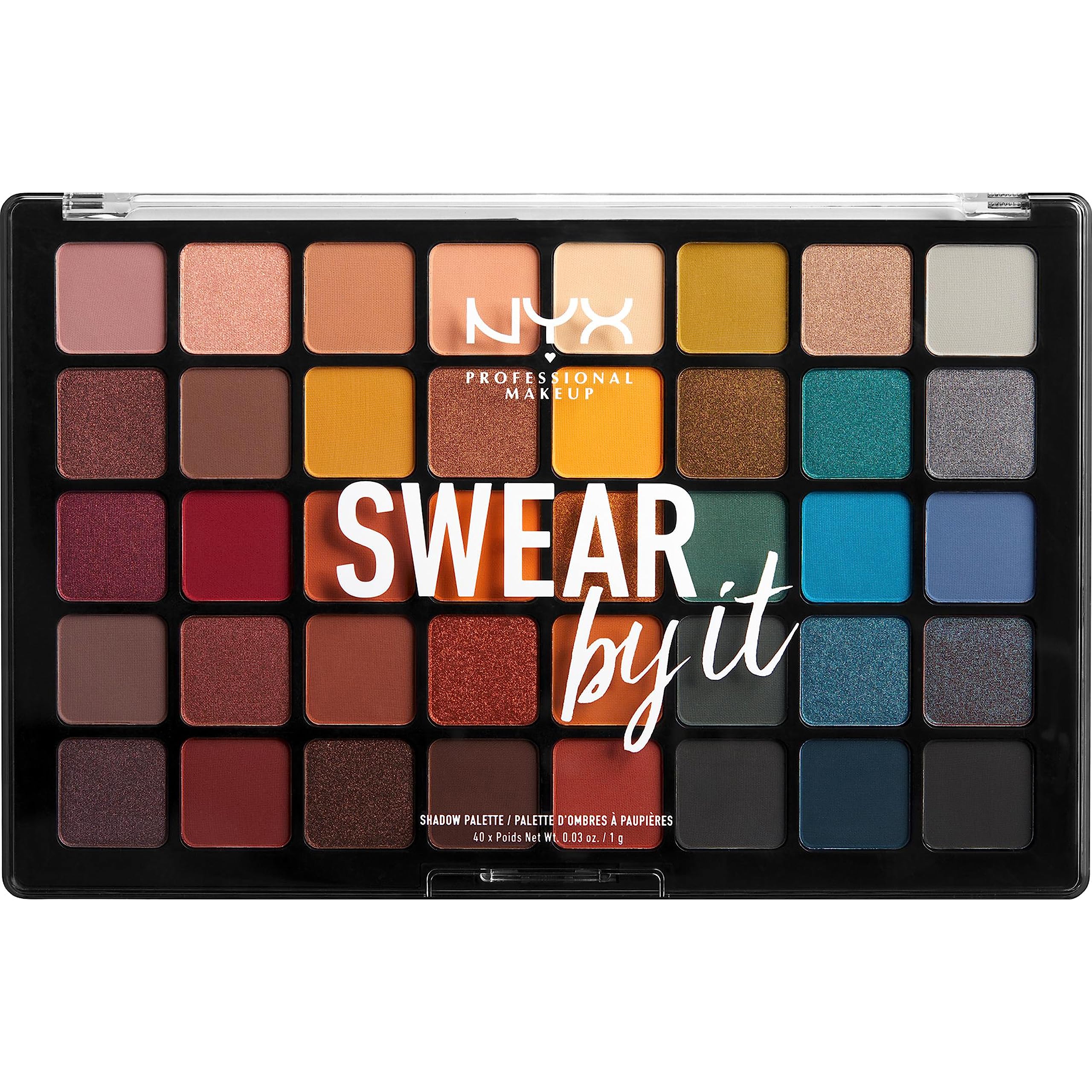 NYX Professional Makeup Swear By It Eye Shadow Palette, Smokey and Highlight, 40 Colours