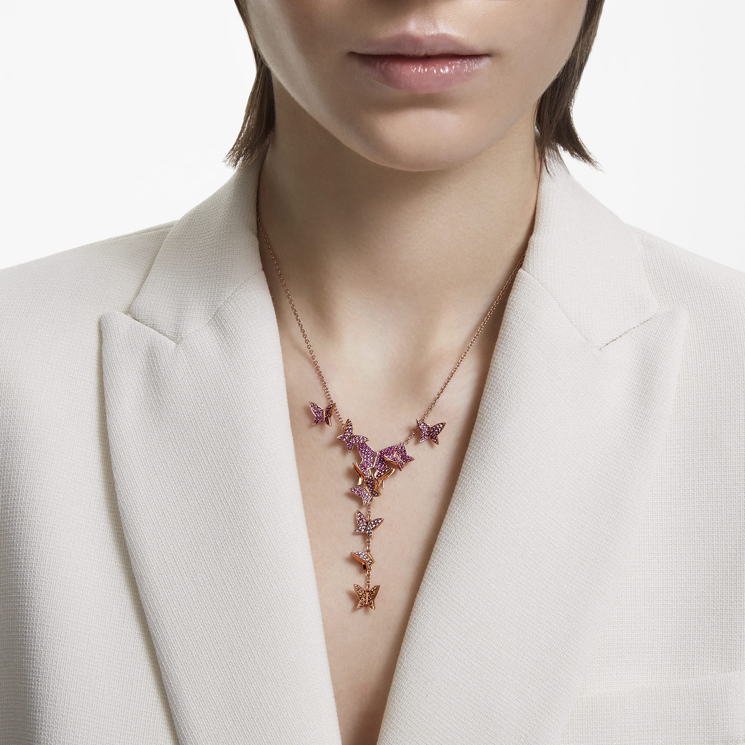 Swarovski Collana a Y Lilia, Farfalla, Placcato color oro rosa