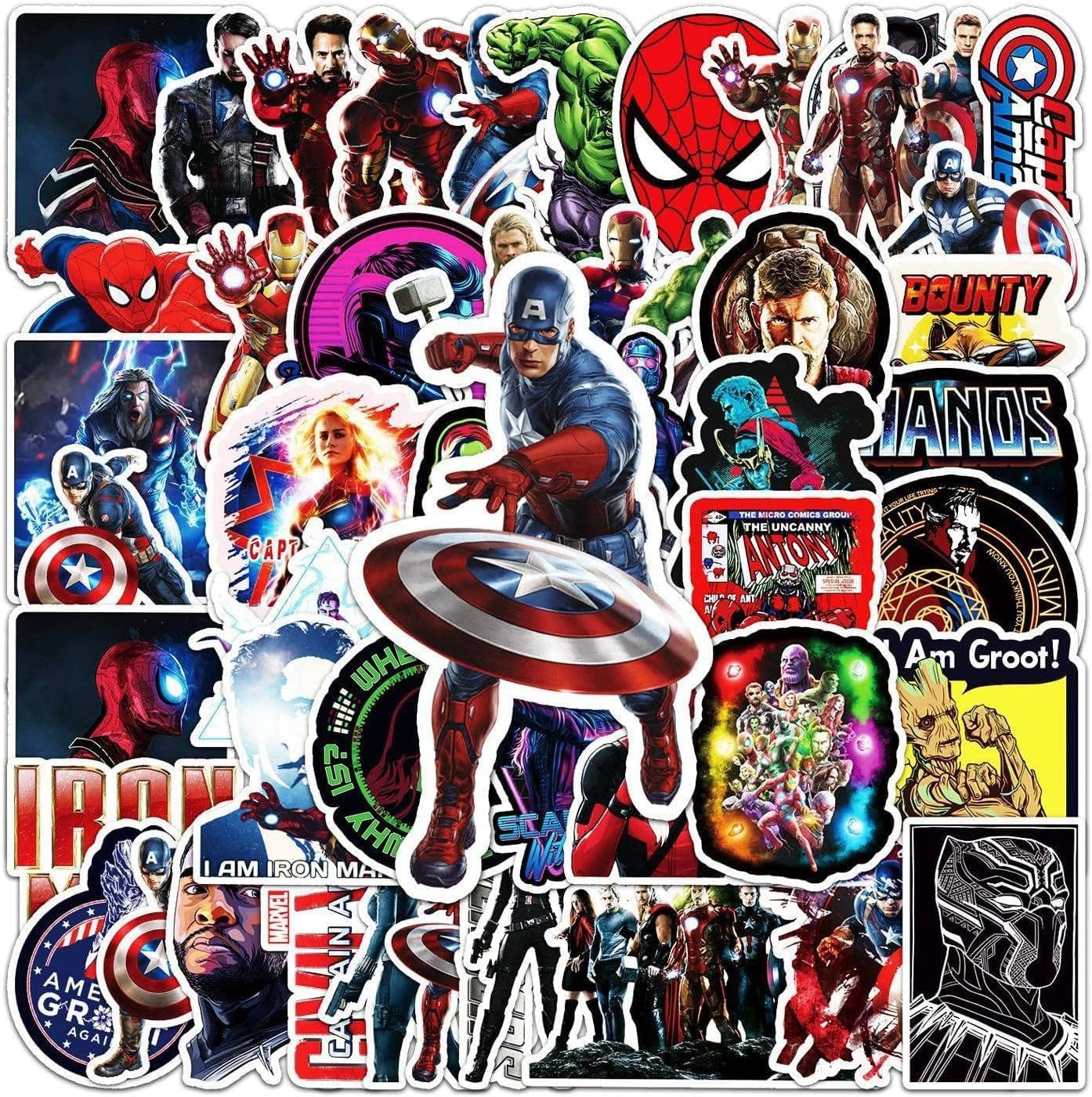 (52) Pcs Avenger Waterproof Stickers Pack for Laptop Decals Water Bottle Cars Motorcycle Bicycle Bumper Skateboard Luggage Phone Case DIY Decoration Logo Books (Design 2)