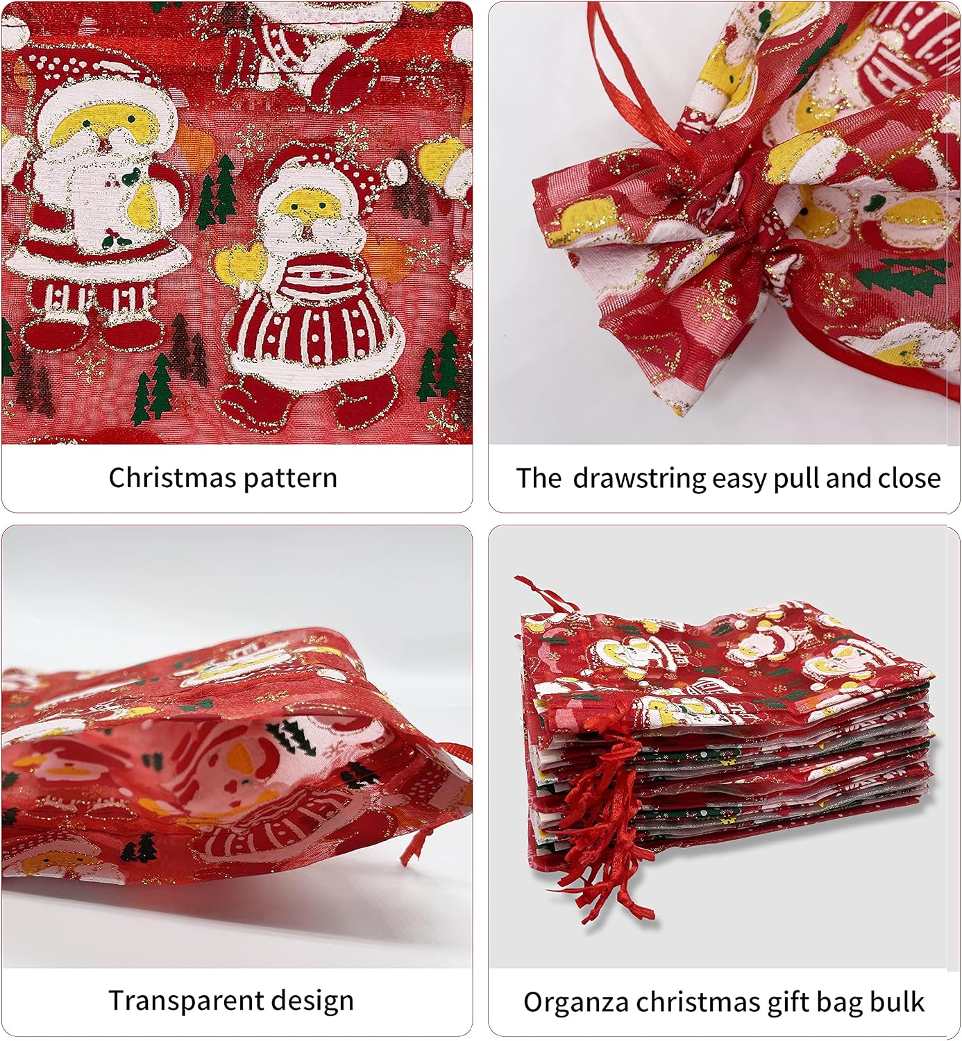 Jexila 24 Pack Organza Bags - 5x7 inches Christmas Mesh Drawstring Gift Bags image 5