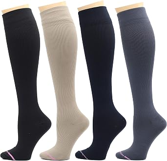 Dr. Motion 4 Pairs Therapeutic Graduated Compression Womens Knee-hi Socks