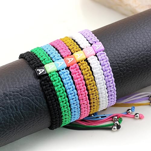 Miniatura 4 de Uloveido Letter A-Z Black String Bracelets for Women and Men, Adjustable Handmade Braided Woven Cuff Surfer Beach Wrap Bracelet Friendship